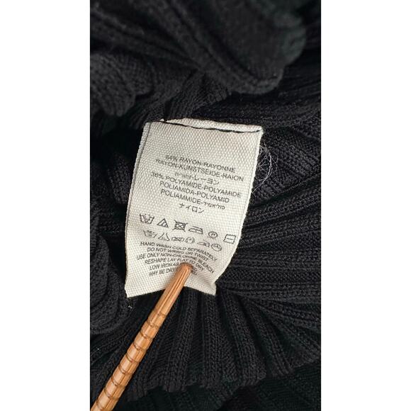 FREE PEOPLE Womens Size XS Black Gold Off the Shoulder Ribbed Sweater Midi Dress - Picture 6 of 10